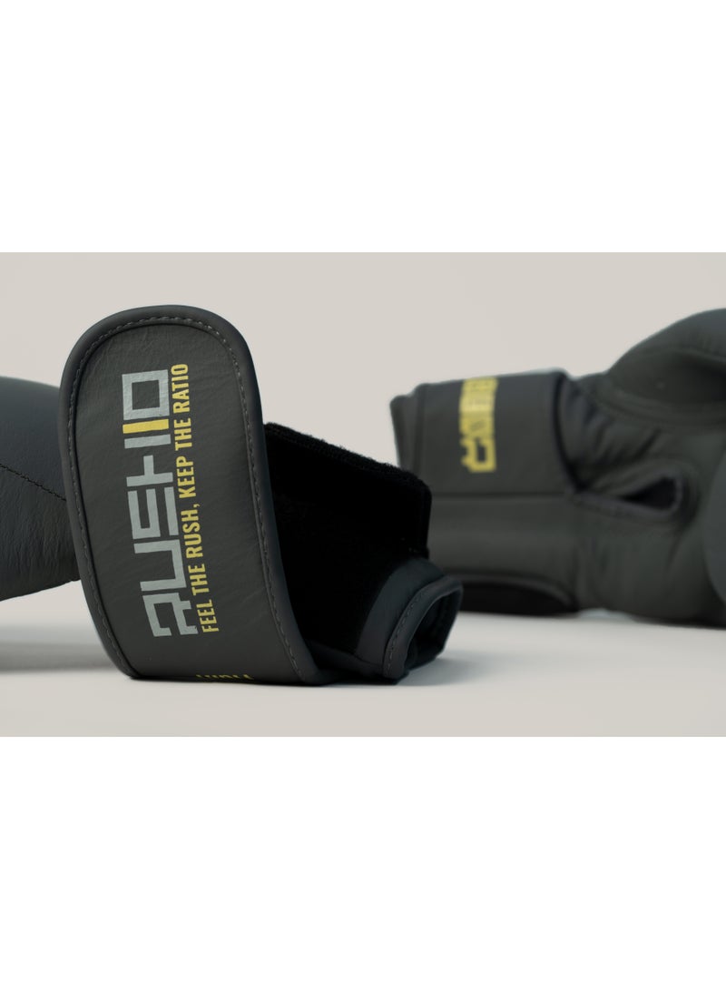 RUSHIO Double Strap Boxing Gloves- Solid Gray Size 14 oz - Image 4