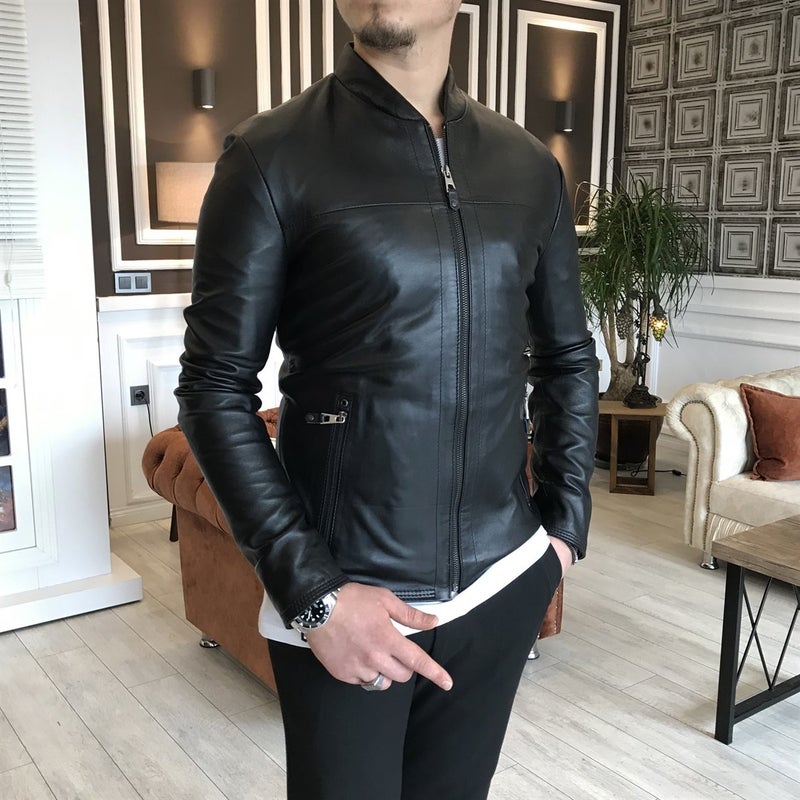 Terzi Adem Tailor Adem Leather Coat Jacket Black T4314  - Image 1