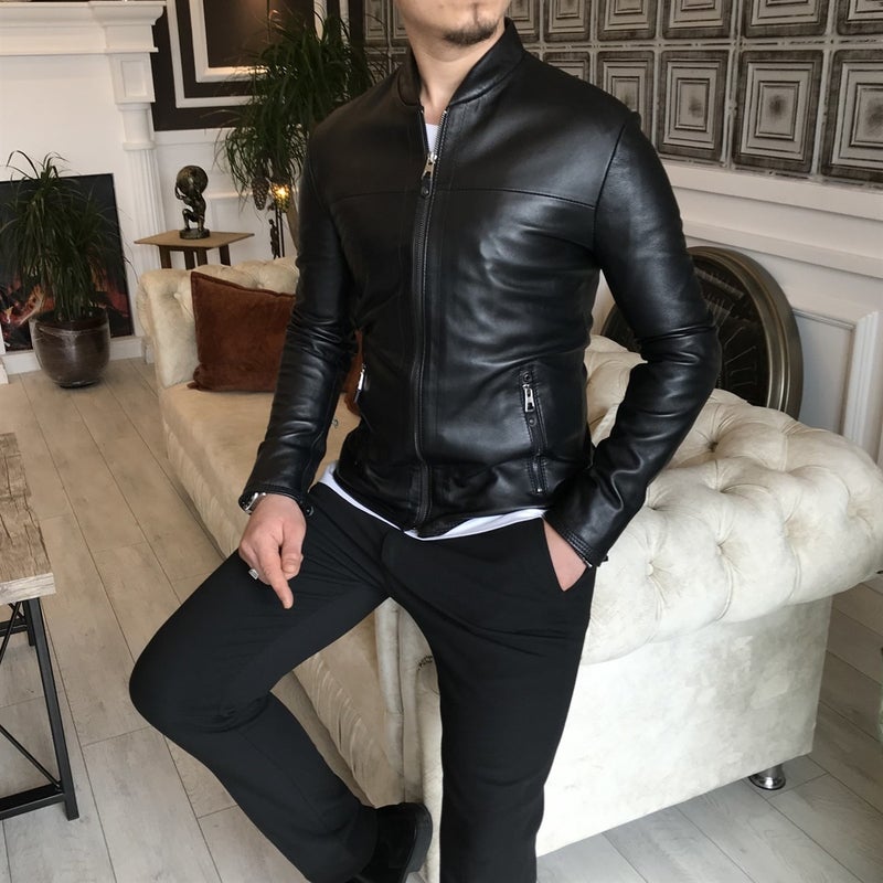 Terzi Adem Tailor Adem Leather Coat Jacket Black T4314  - Image 2