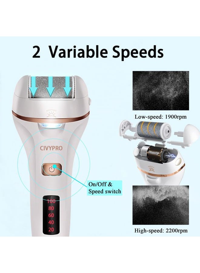CIVYPRO Electric Foot Callus Remover- Long Service Time, Rechargeable Electronic Foot File- Ideal Gift, Professional Pedicure Tools, Waterproof Foot Scrubber, Pedicure Kit Feet Care for Dead Skin (White) - Image 4