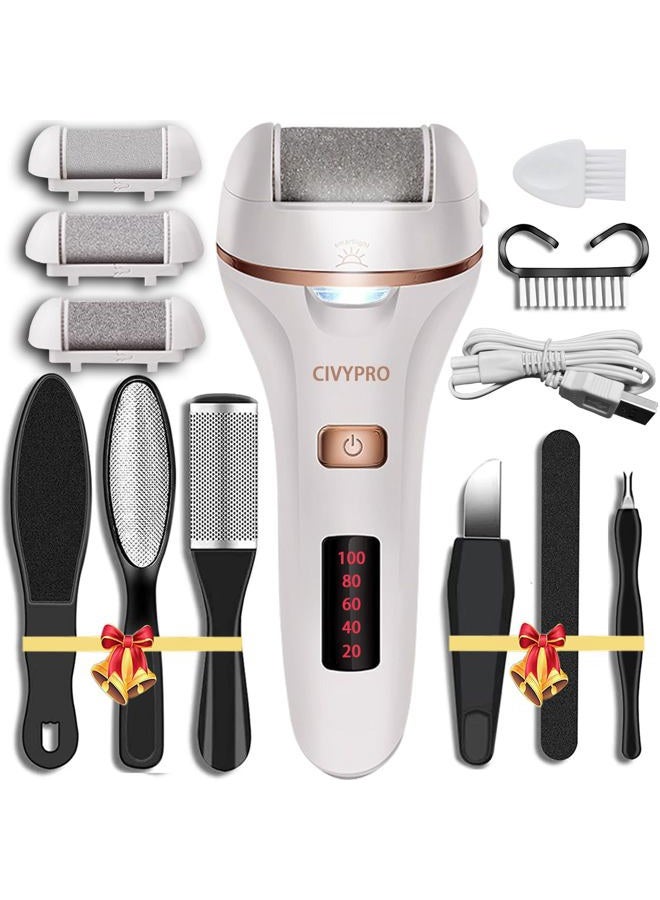 CIVYPRO Electric Foot Callus Remover- Long Service Time, Rechargeable Electronic Foot File- Ideal Gift, Professional Pedicure Tools, Waterproof Foot Scrubber, Pedicure Kit Feet Care for Dead Skin (White) - Image 1