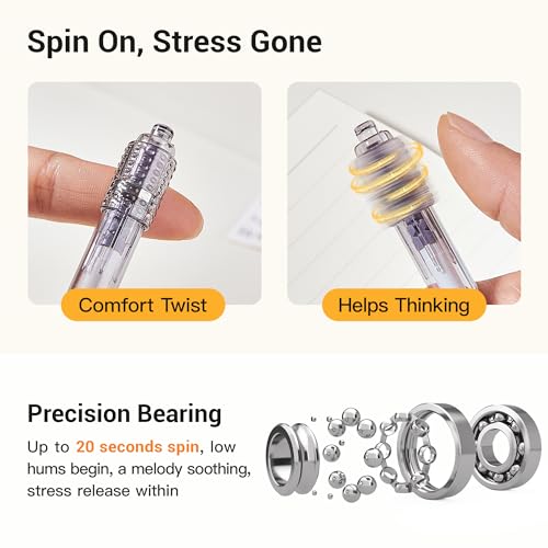 Leven Fidget Spinning Gel Pens 3 Pcs, Stress Relief 0.5mm Black Ink Pens, Quick Dry Fine Point Smooth Writing Ballpoint Pen, for Journaling Note Taking Office School Supplies Morandi - Image 3
