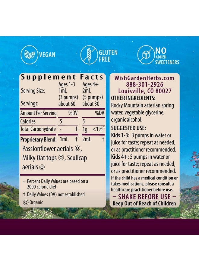 Wishgarden ويش جاردن هيربز كوات تايم للأطفال - مكمل عشبي مهدئ طبيعي مع زهرة العاطفة، تخفيف التوتر للأطفال، يهدئ ويخفف من فرط نشاط الأطفال، مكمل مهدئ للأطفال، 2 أونصة - Image 2