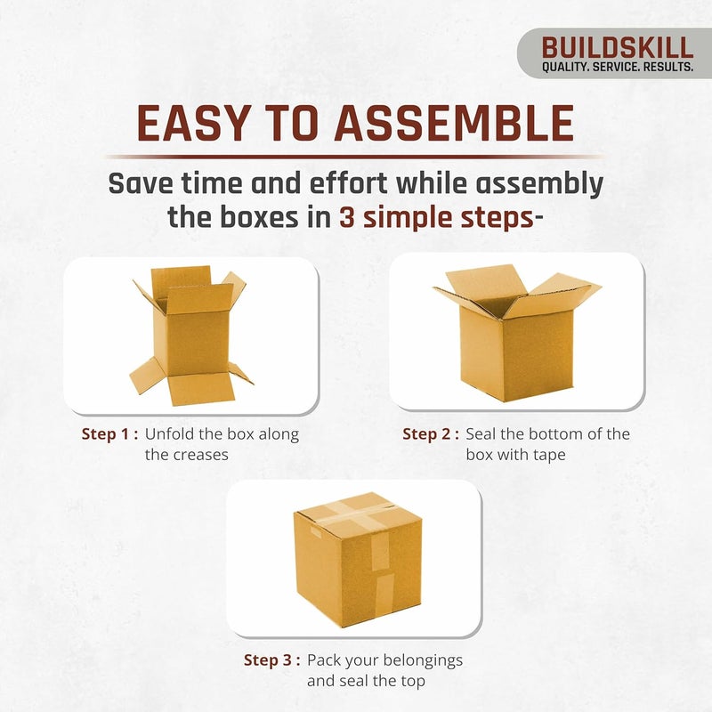 BUILDSKILL Pack of 10 | 3 Ply | 4"X4"X4" Cardboard Boxes for Packaging | Brown Corrugated Box for Packing | Shipping | Home Shifting | Parcel | Courier Packing box | Extra Small Carton Box - Recycled - Image 4