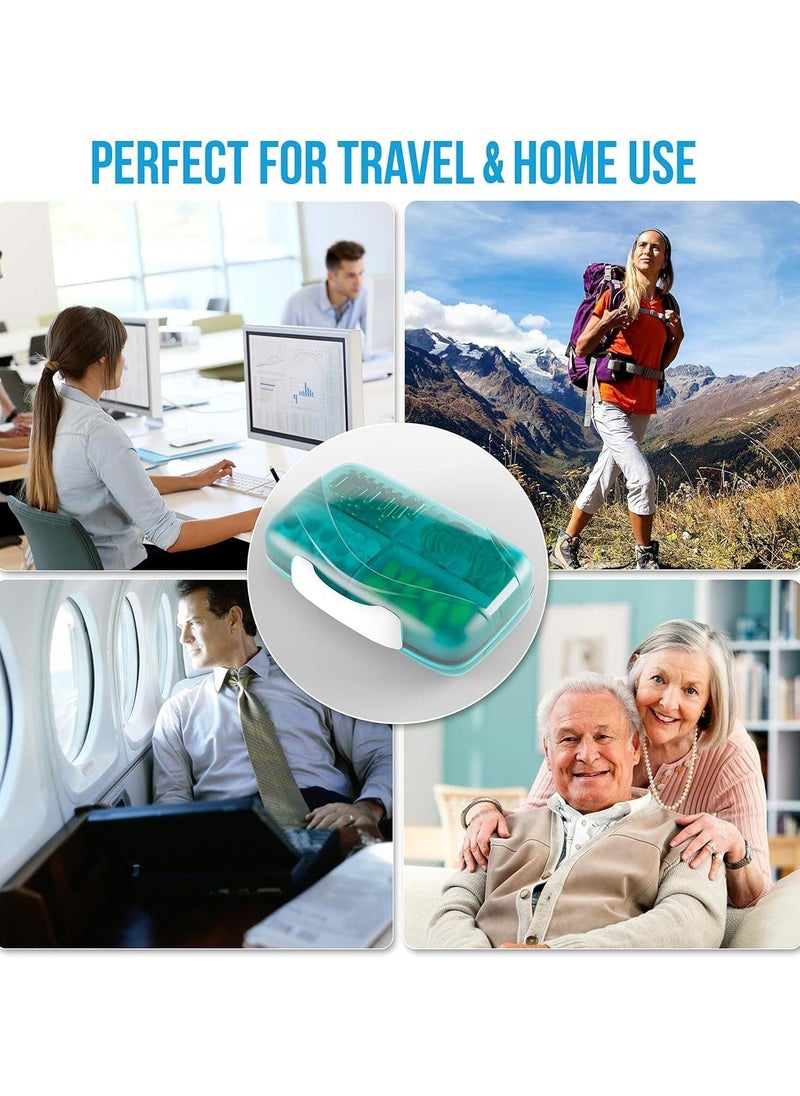 Excefore - Travel Daily Pill Organizer, 8 Compartments Moisture Proof Small Pill Box for Pocket Purse Daily Pill Case Portable Medicine Vitamin Holder Container Box, Blue - Image 1