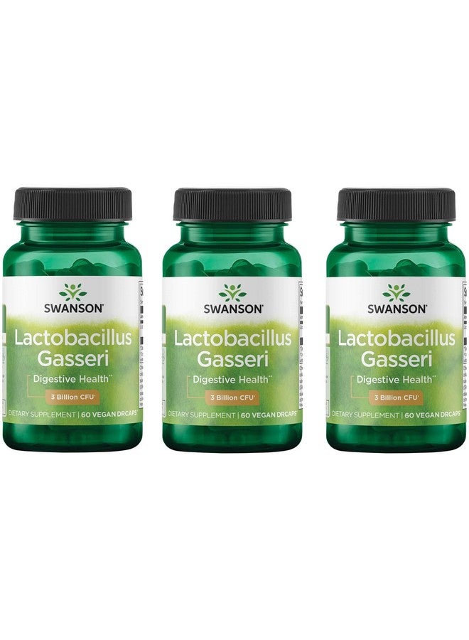 SWANSON سوانسون لاكتوباسيلس غاسيري - مكمل بروبيوتيك يدعم صحة الجهاز الهضمي مع 3 مليار وحدة تشكيل مستعمرات - دعم الشبع وعمليات الأيض للدهون - (60 كبسولة نباتية) 3 عبوات