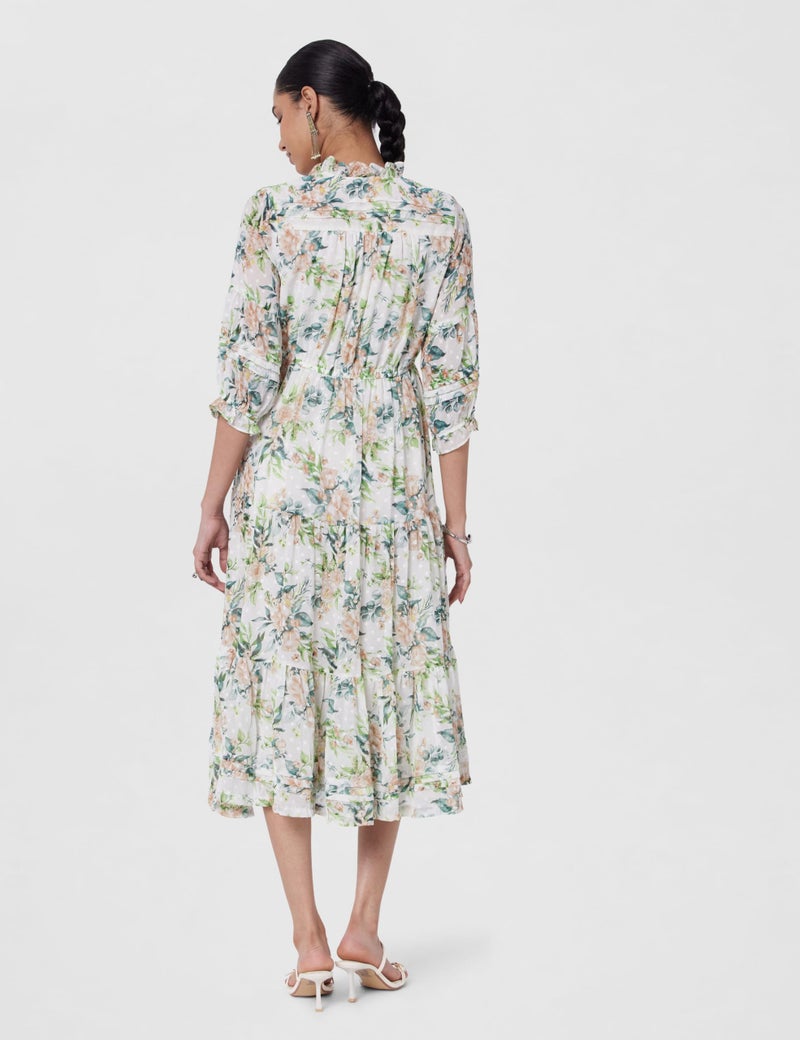 BIBA Women Printed Knee-Length Tired_Dress Mix and Match(Casual DRESSES2462_White_38) - Image 3
