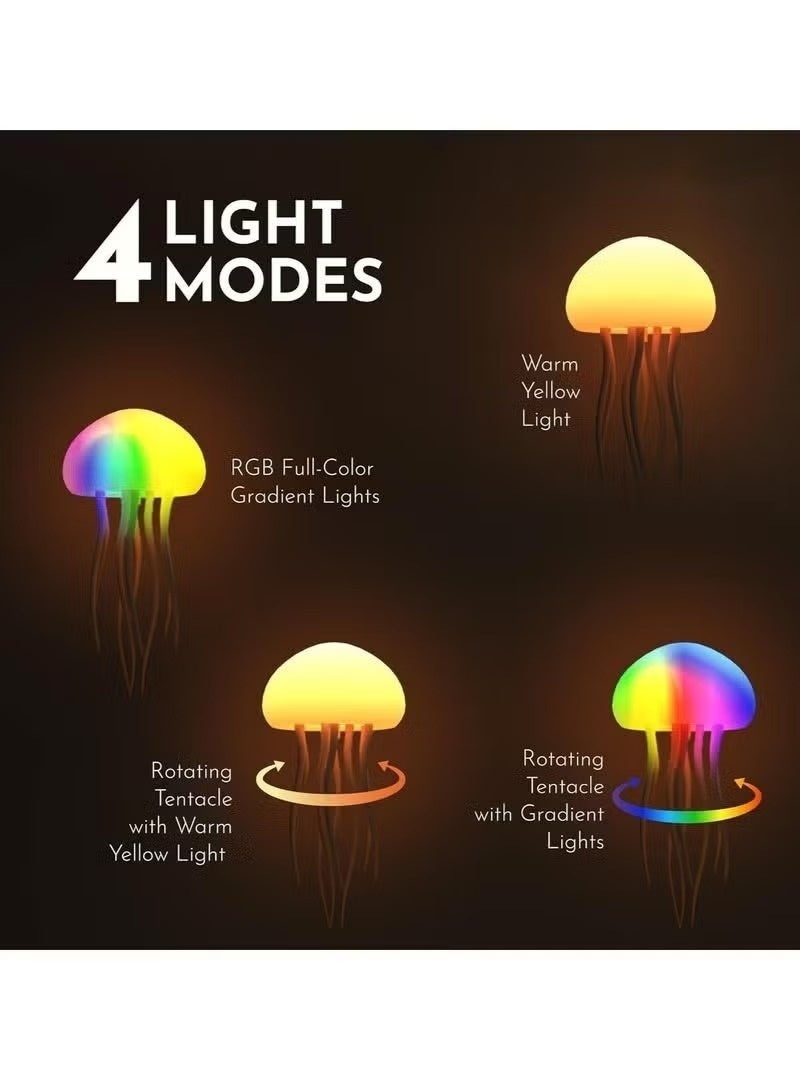 مصباح قنديل البحر العائم LED، إضاءة RGB متغيرة الألوان، قابل لإعادة الشحن، بتحكم صوتي ولمسي مع مجسات متحركة للأطفال والكبار - Image 3
