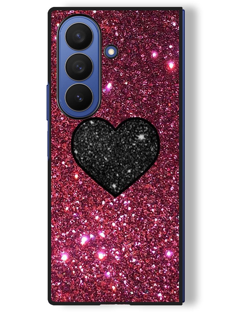 Theodor Case Compatible with Samsung Galaxy Z Fold 7 - 8 Inch Protection Shockproof Bumper Cover Black Heart - Image 1