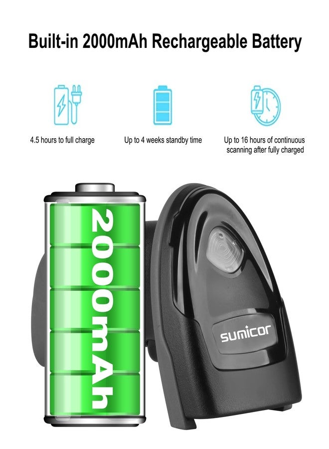 Sumicor Wireless Barcode Scanner, Bluetooth 2.4G 3-in-1 1D 2D QR Scanner with Wireless Receiver Stand, Handheld Barcode Reader for Inventory, Store, Library - Image 5