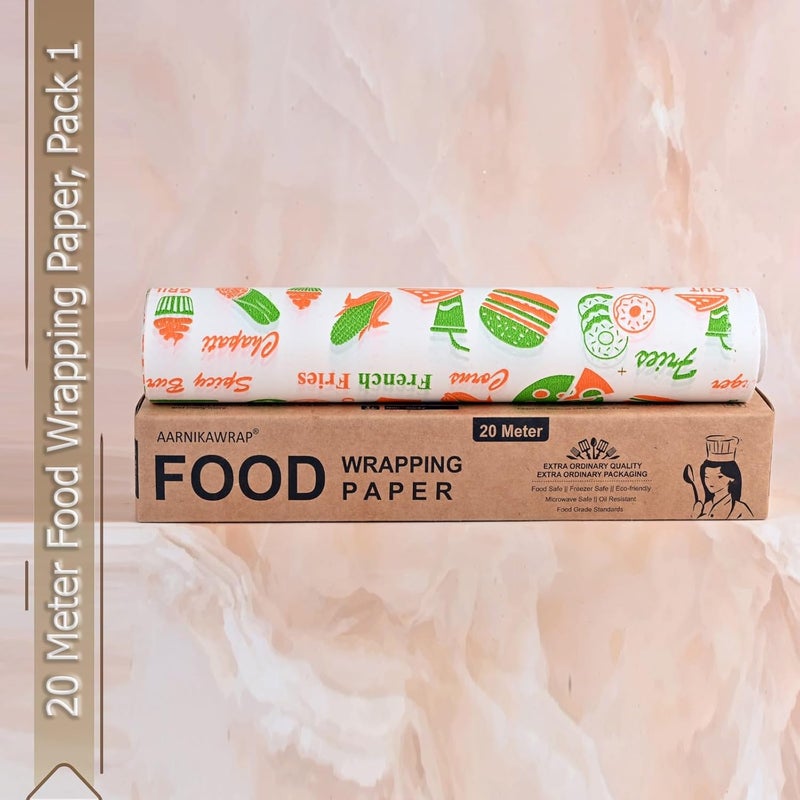 Aarnikawrap Printed Butter Paper for Food Wrapping Water Grease Resistant Biodegradable Parchment Roll NonStick Reheatable Oven Safe Roll Foodsafe Packing Serving Multicolor Print 20 M - Image 5