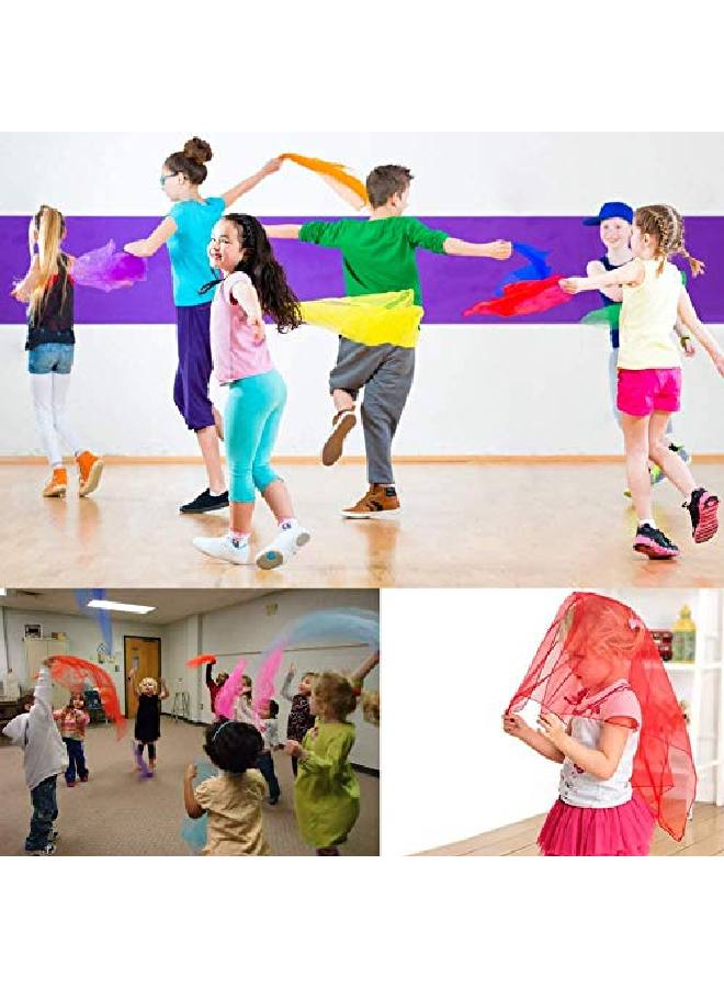 Colovis Square Dance Scarves, 24 Pcs Juggling Scarf Props Magic Trick Silk Scarves Music Movement Scarf 12 Colors 24 By 24 Inches  - Image 5