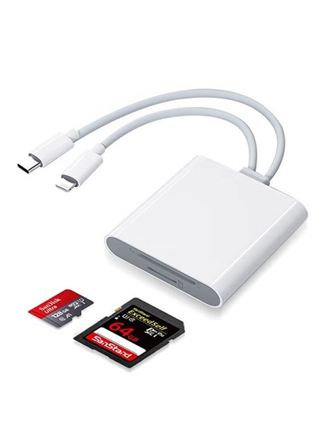 Card Reader for iPhone, iPad and Camera, Dual Card Slot Memory Card Reader Supports SD and TF Card, 2 in 2 Adapter USB C/Lightning to SD/Micro SD for iPhone17/16/15/iPad/Samsung/Camera/SDHC/SDXC - Image 1