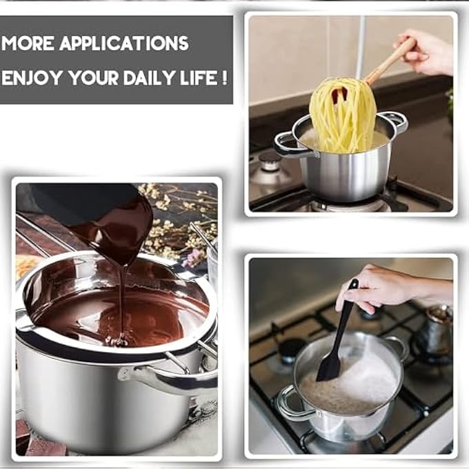 ريحني مجموعة وعاء الغلاية المزدوجة: عبوتين من وعاء الصهر من الفولاذ المقاوم للصدأ مع ملعقة سيليكون لإذابة شمع صابون الشوكولاتة، شمع إنتاج 600 مل و1600 مل - Image 4