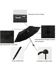 KASTWAVE Mini Windproof Folding Travel Umbrella, Sun & Rain Umbrellas, Compact Portable for Women Men, Black  - Image 2