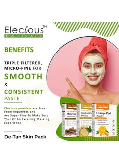 Elecious Mulethi Powder Multani Powder And Orange Peel Powder Combo (200 Grams Each = 600 Grams Total) For Instant Glow Brighten Complexion And Detanning  - Image 5
