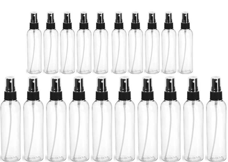 mastBus 10 pcs 50ml and 10 pcs 100ml Transparent Plastic Spray Bottles for Essential Oils Small Empty Spray Bottle Fine Mist Spray Black - Image 1