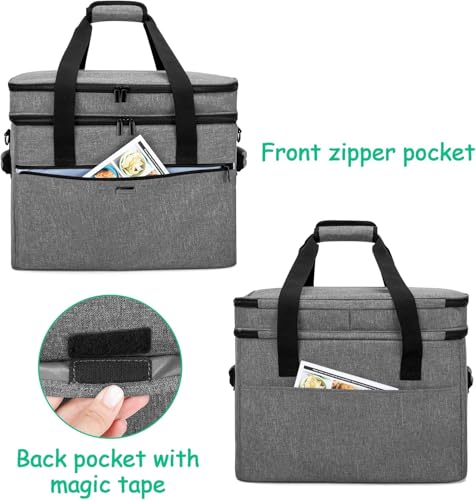 Yarwo Large Slow Cooker Travel Bag Compatible with Crock-Pot/Hamilton Beach 8-10 Quart, Double Layers Slow Cooker Carrier Case for Kitchen Appliance and Accessories, Upgraded Version, Gray (Bag Only) - Image 4