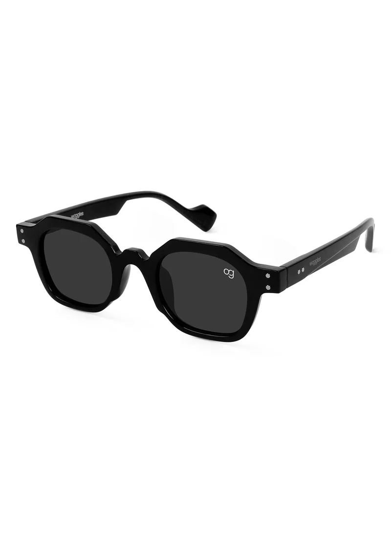 Woggles Designer black Hexagonal Sunglasses| Men & Women| 100% Uv Protection