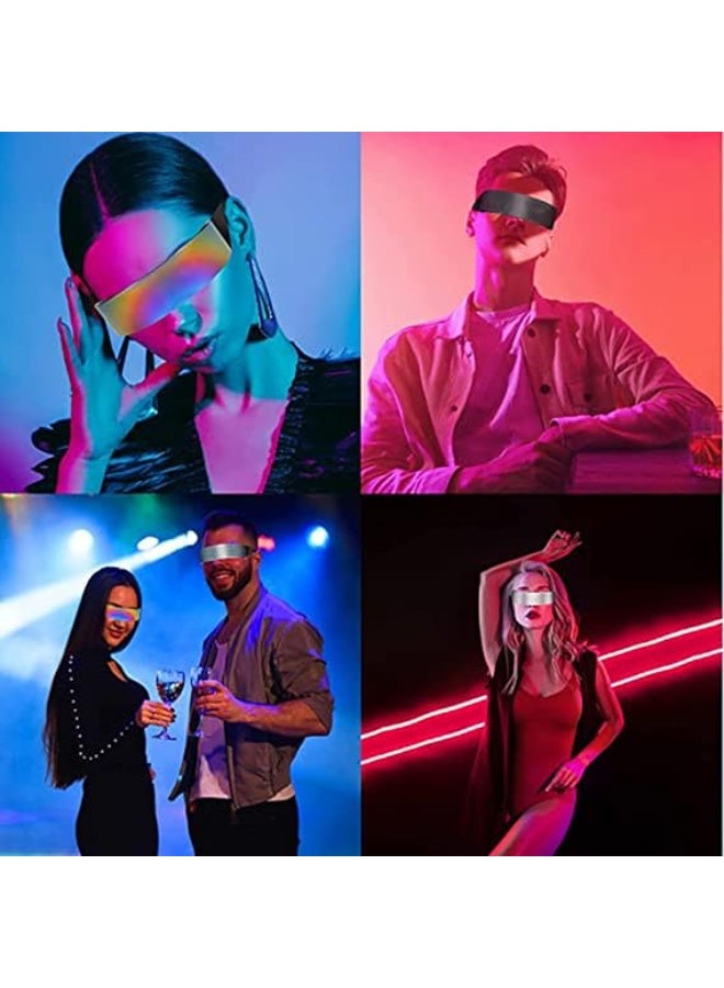 Futuristic glasses, narrow one-eyed giant silver and black color mirror lenses, cool makeup costume, fashionable glasses, men and women creative one-piece protective, 3 pairs set - Image 2