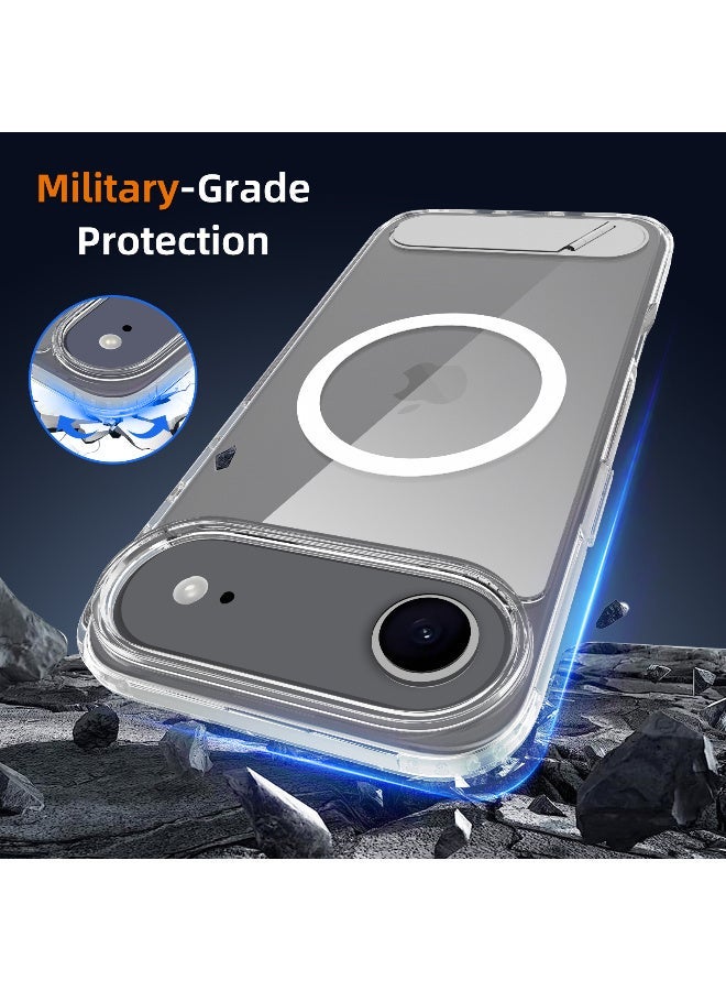 TIKNIA Magnetic for iPhone 17 Air Case, with [3 Stand Ways] [Military Grade Drop Protection] with Invisible Stand Shockproof Slim Case for iPhone 17 Air 6.5", Clear - Image 5