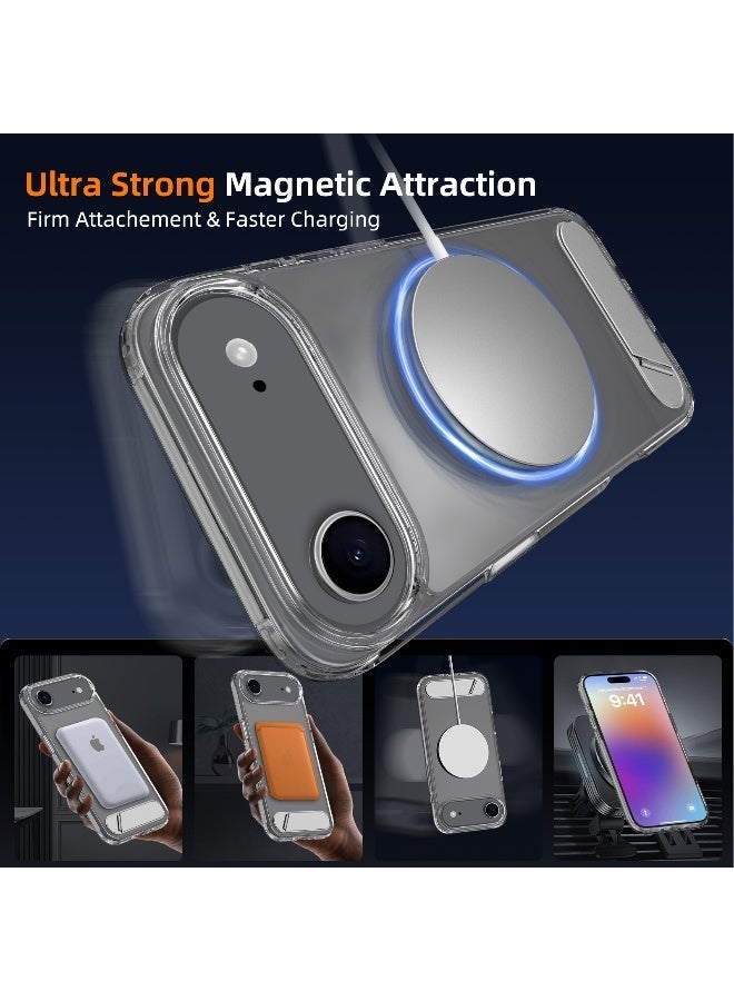 TIKNIA Magnetic for iPhone 17 Air Case, with [3 Stand Ways] [Military Grade Drop Protection] with Invisible Stand Shockproof Slim Case for iPhone 17 Air 6.5", Clear - Image 4