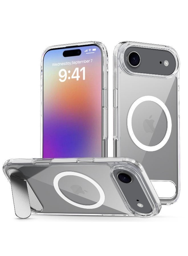 TIKNIA Magnetic for iPhone 17 Air Case, with [3 Stand Ways] [Military Grade Drop Protection] with Invisible Stand Shockproof Slim Case for iPhone 17 Air 6.5", Clear - Image 2