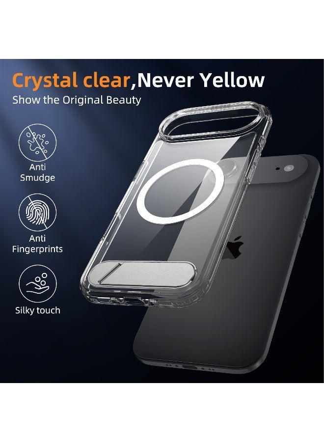 TIKNIA Magnetic for iPhone 17 Air Case, with [3 Stand Ways] [Military Grade Drop Protection] with Invisible Stand Shockproof Slim Case for iPhone 17 Air 6.5", Clear - Image 3
