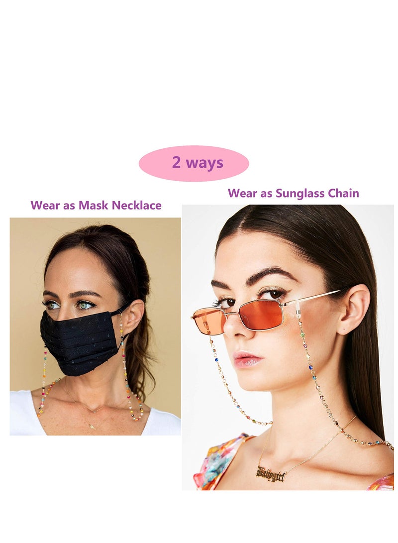 Excefore Colorful Beaded Eyeglass Chain Sunglass Holder Strap Eyeglass Necklace Chain Cord for Women  - Image 2