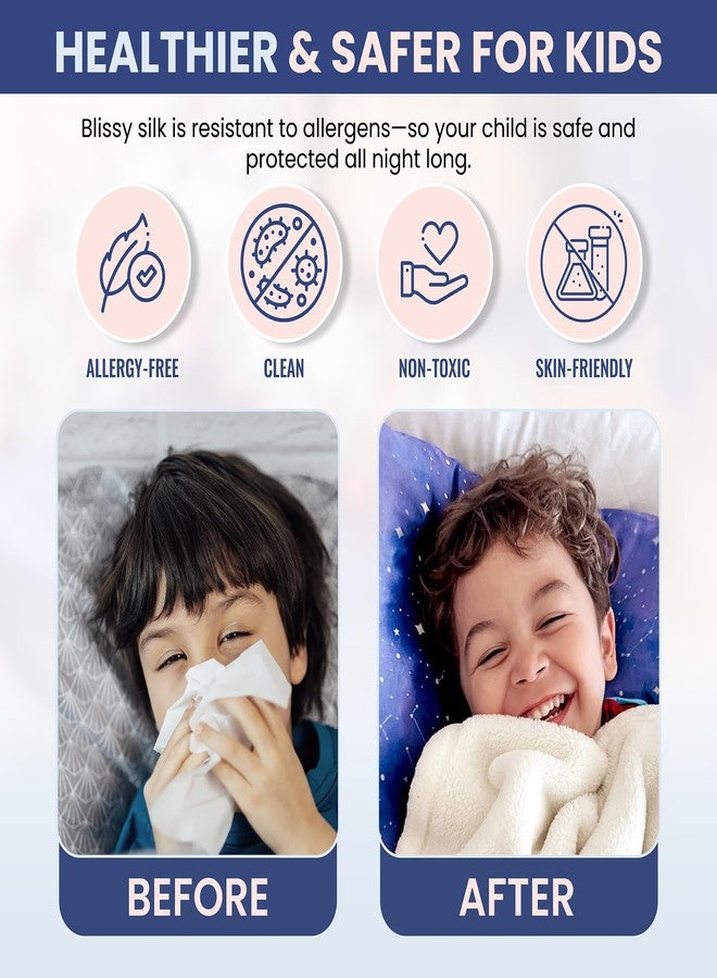 Blissy Toddler Silk Pillowcase - 100% Pure Mulberry Silk - 22 Momme 6A High-Grade Fibers - Soft and Gentle Silk Pillowcase for Kids Hair and Skin (Standard 20 x 26 in, Night Sky) - Image 2