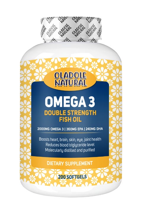 Omega-3 Fish Oil 2000mg (200 Softgels) - Molecularly Distilled, Supports Heart Health