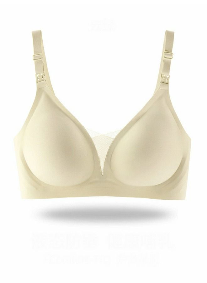 Comfy Solid Color Thin Cup Nursing Bra Pregnancy Underwear Cream White
