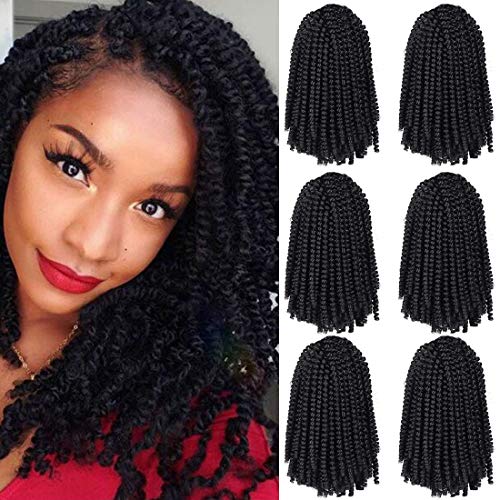 Liyate Spring Twist Hair 8 Inch 6 Packs Spring Twist Crochet Hair for Black Women Springy Afro Twist Hair Fluffy Kinky Twist Crochet Braids Synthetic Braiding Hair for Butterfly Locs Hair Extensions - Image 1