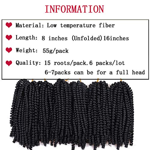 Liyate Spring Twist Hair 8 Inch 6 Packs Spring Twist Crochet Hair for Black Women Springy Afro Twist Hair Fluffy Kinky Twist Crochet Braids Synthetic Braiding Hair for Butterfly Locs Hair Extensions - Image 2