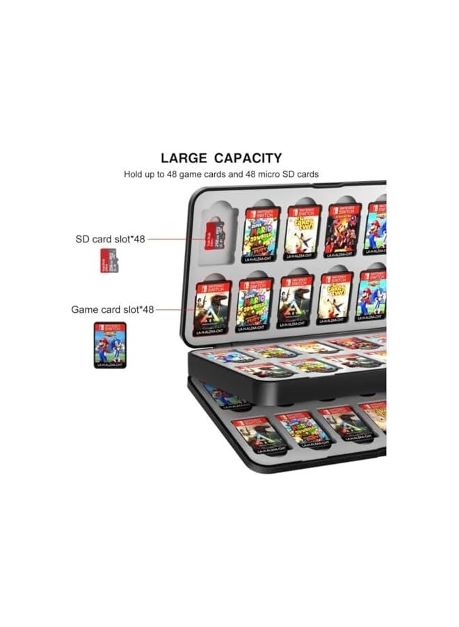 PROMASS Nintendo Switch Game Card Case - Black Nintendo Switch Game Holder for Nintendo Switch Cartridge Case with 48 Game Card Slots & 48 Micro SD Card Slots, Switch Card Case- Hard Shell - Image 2