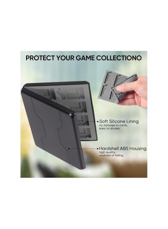 PROMASS Nintendo Switch Game Card Case - Black Nintendo Switch Game Holder for Nintendo Switch Cartridge Case with 48 Game Card Slots & 48 Micro SD Card Slots, Switch Card Case- Hard Shell - Image 4