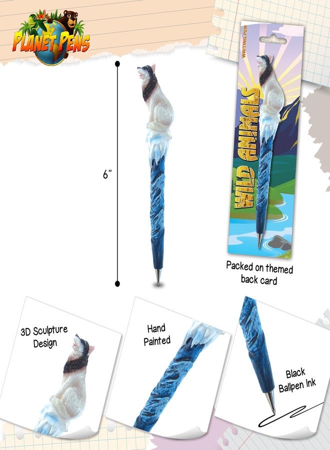 Puzzled Planet Pens Wild Wolf Novelty Pen - Unique Animal Writing Pen, Cute Office Gift for Women, Wolf Lover Gifts, Cool Desk Supplies, Funny School Stationery, Animal Pens for Kids - Image 3