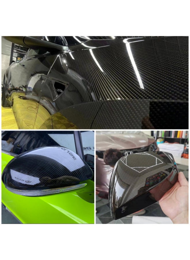 Car Color-changing Film Pet Simulated Carbon Fiber Rearview Mirror Hood Roof Interior Body Wrap Glossy Black Carbon Fiber