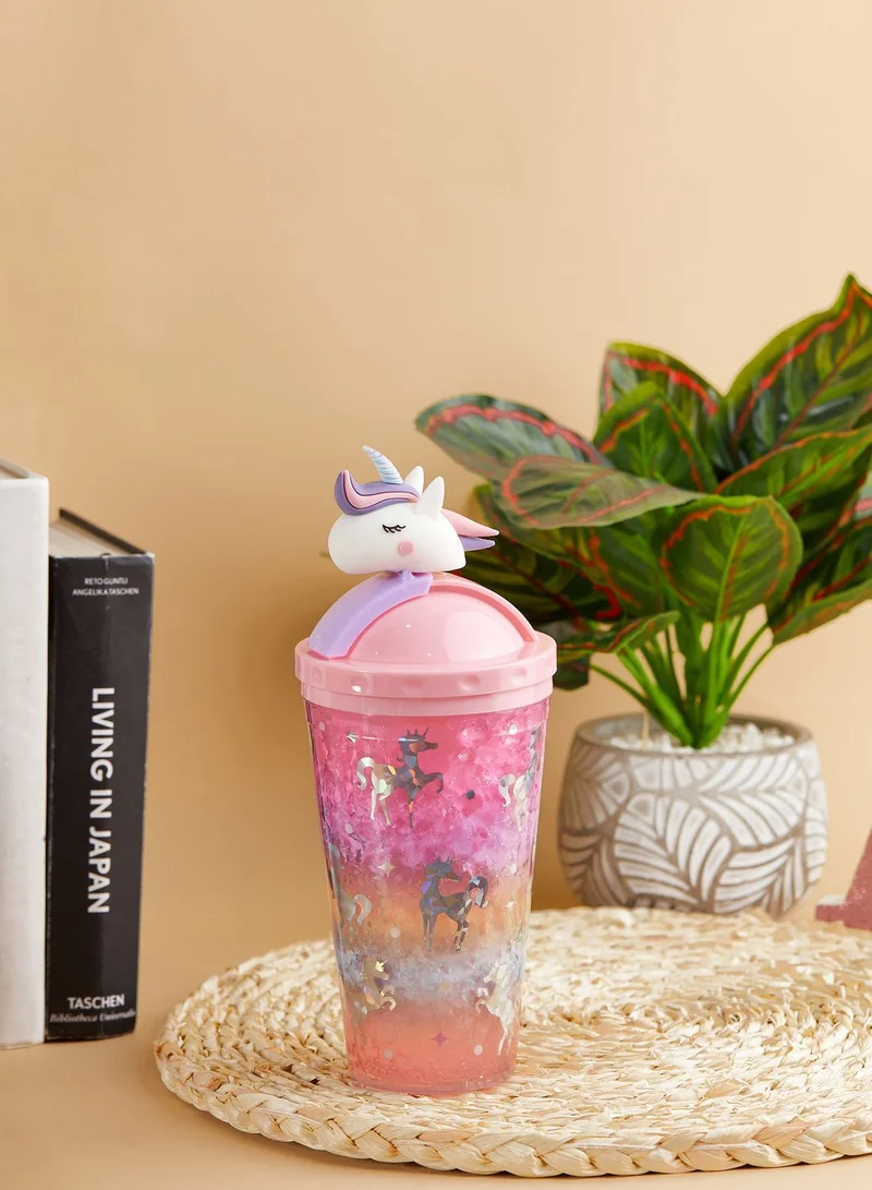 Pink Cactus Unicorn Tumbler With Straw
