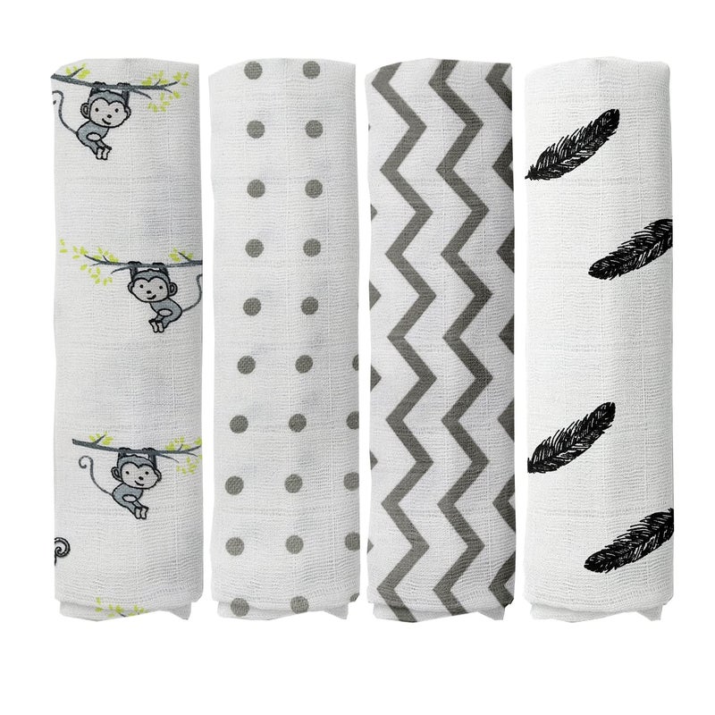 100 Muslin Swaddle BlanketsBaby Swaddling Blankets for New Born Baby Receiving Blankets Unisex Soft Warm and Cosy Baby Blankets Pack of 4 Size 47 x 47 inchesGift for Mom Night Sky Reverie