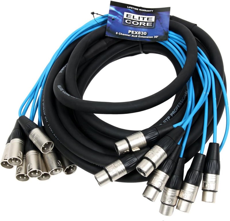 Elite Core PEX830 8 Channel Fan To Fan XLR Extension Snake - 30 Feet - Image 1