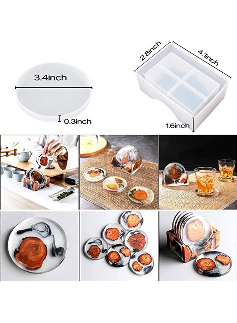 SOLARAE 5 Pack Home Decoration,Round Resin Coaster Mold Sets,Silicone Coaster Storage Box Mold,Coaster Molds for Resin Casting,Cups Mats,Candle Holder,Soap Box for Birthday - Image 2