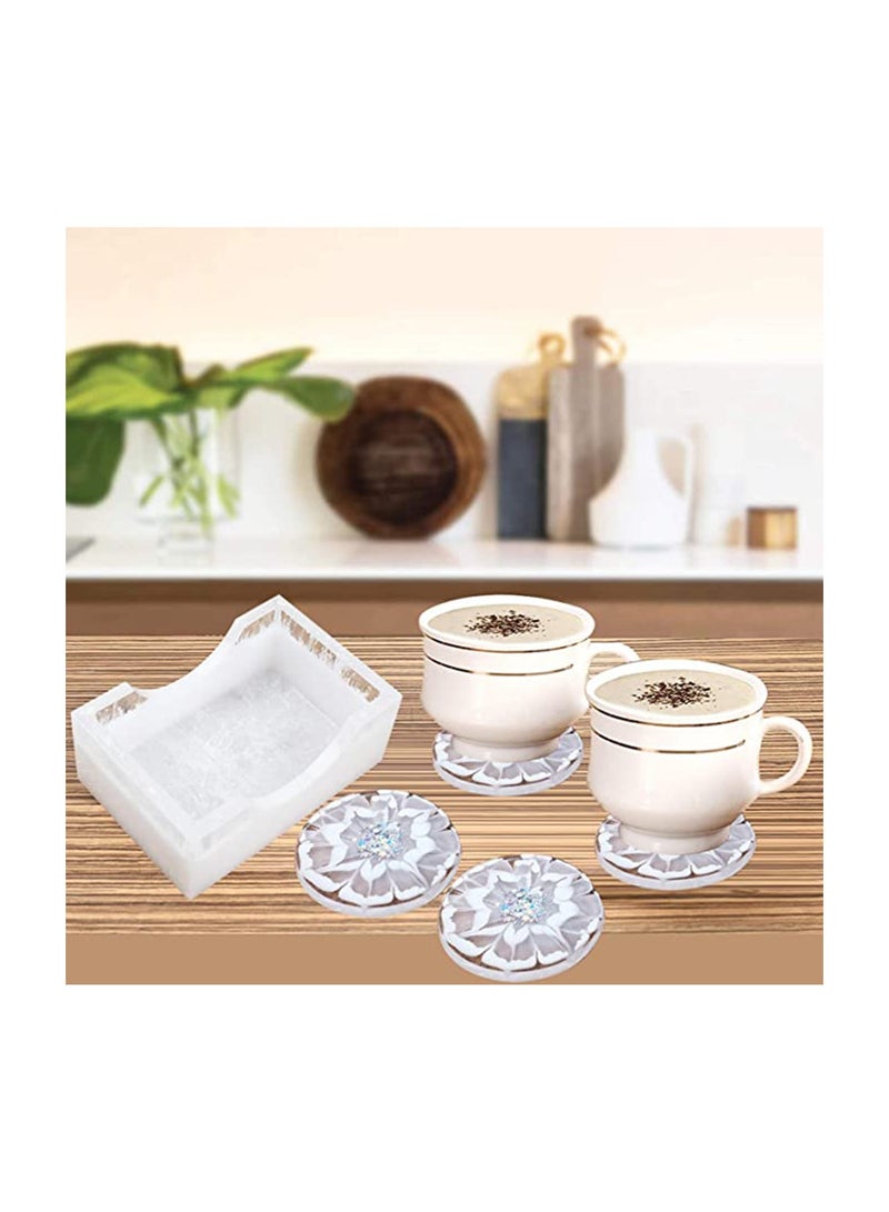 SOLARAE 5 Pack Home Decoration,Round Resin Coaster Mold Sets,Silicone Coaster Storage Box Mold,Coaster Molds for Resin Casting,Cups Mats,Candle Holder,Soap Box for Birthday - Image 3