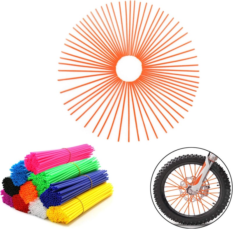 COBIKE 72Pcs Universal Spoke Skins Covers，Wheel Spoke Wraps Skins Pipe Trim Decoration Protector For Motorcycle Dirt Bike Yamaha Honda BMW Suzuki Kawasaki(Orange) - Image 1