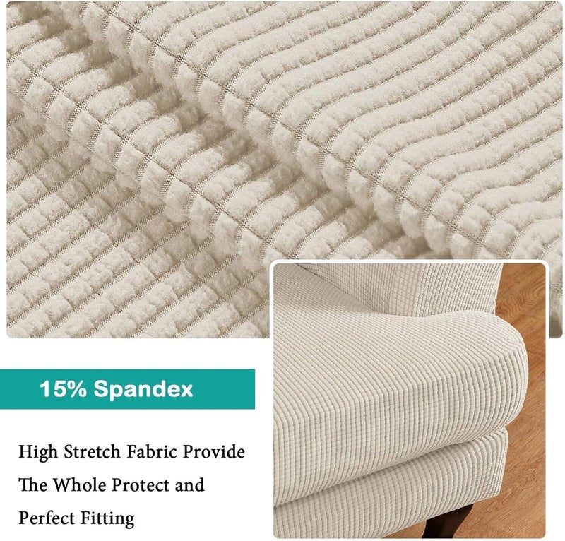 White check stretch split wing back seat cover - Image 3