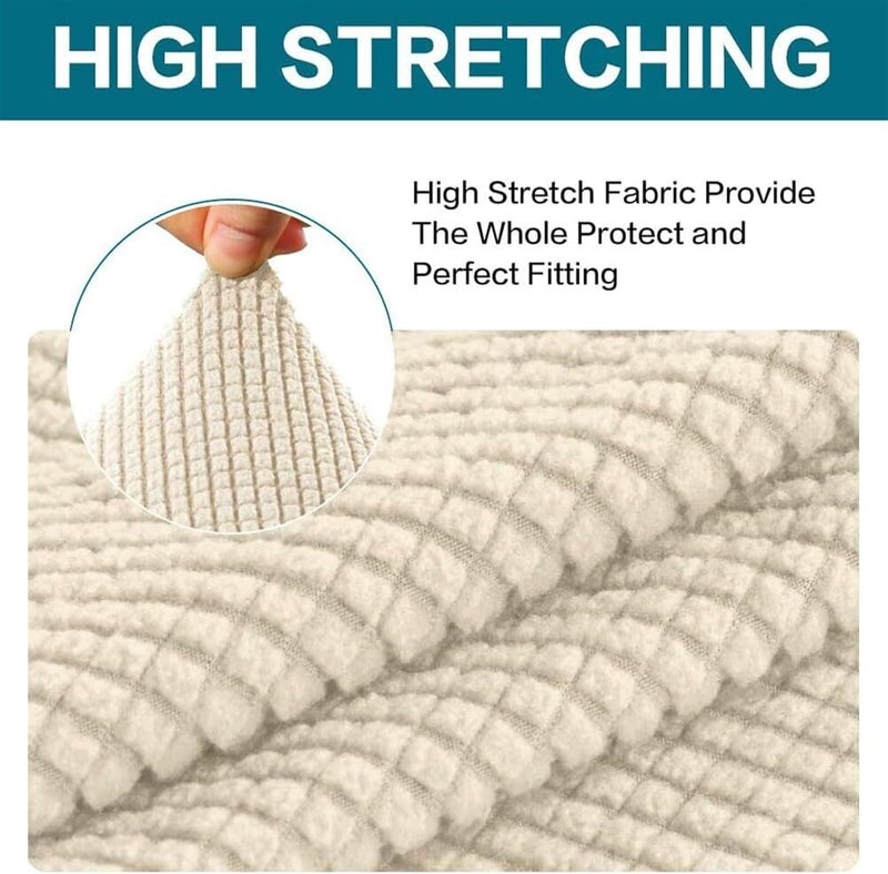 White check stretch split wing back seat cover - Image 4