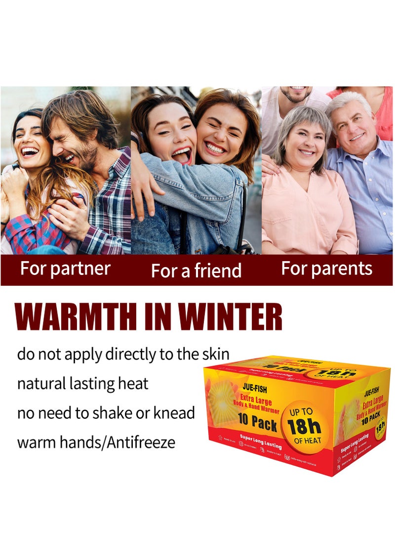 JUE-FISH 10 Packs Self Adhesive Universal Body Warmer Long Lasting Thermal Sticker Foot Warmer Winter Outdoor Activities Office or Home Use  - Image 4