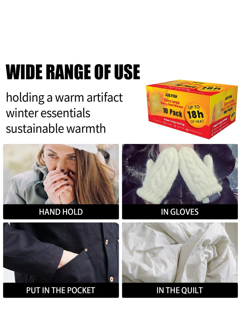 JUE-FISH 10 Packs Self Adhesive Universal Body Warmer Long Lasting Thermal Sticker Foot Warmer Winter Outdoor Activities Office or Home Use  - Image 3