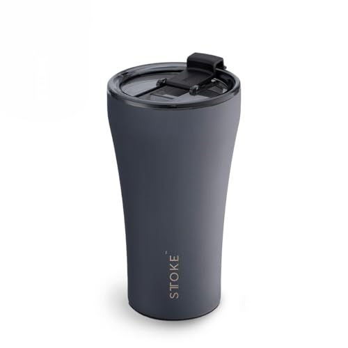 Sttoke Leakproof Ceramic Reusable Coffee Cup 12 oz - Slated Grey - Image 1