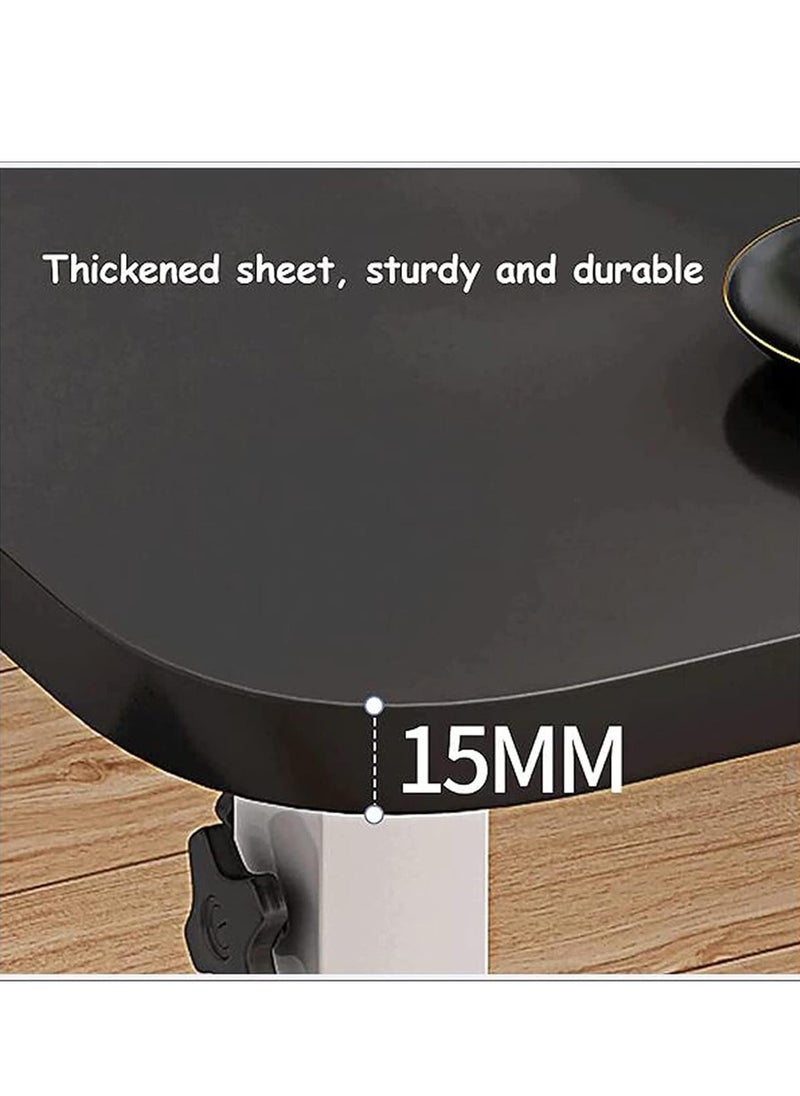 PENG GENERAL - Mobile Overbed Table with Wheels, Adjustable Bedside Table , Laptop Computer Standing Desk Cart with Tray 55x32cm Black - Image 1